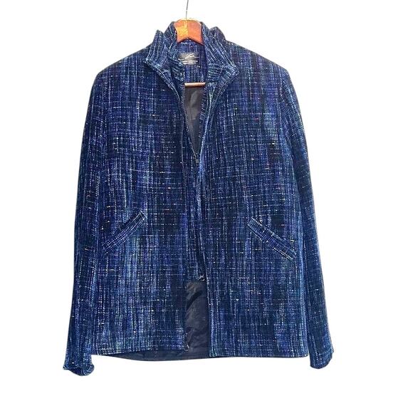 Bibi Stein Handwoven Jacket & Vest Set Navy Textured Full Zip Artisan Designer - Picture 8 of 10
